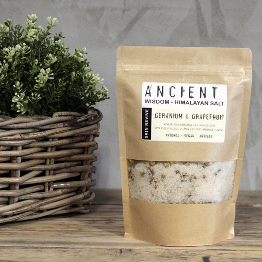 Skin-Reviving Geranium, Grapefruit & Vitamin E Ritual | Himalayan Bath Salt Blend | 500g - Crystal Nest