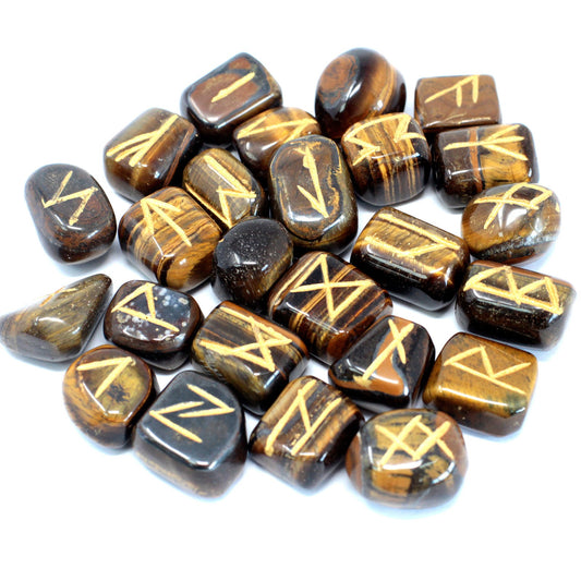 Tiger Eye Rune Stone Set in Pouch