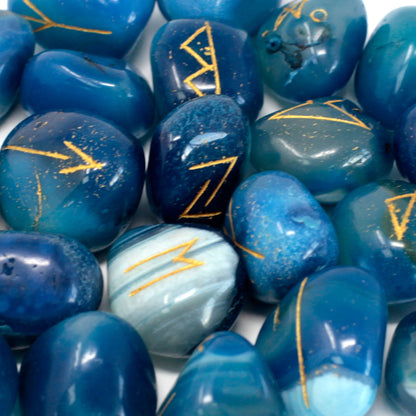 Blue Onyx Rune Stone Set