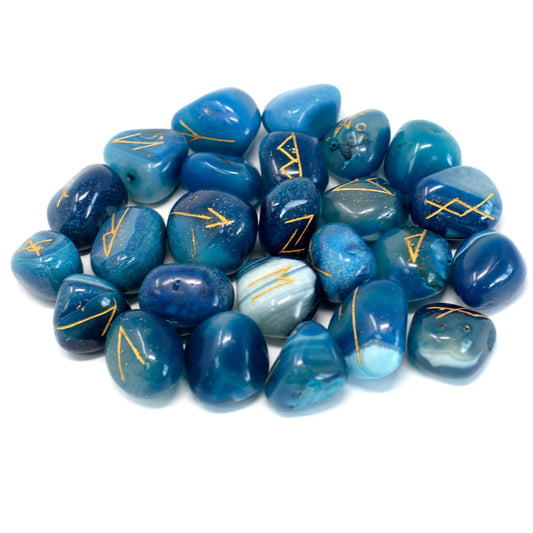 Blue Onyx Rune Stone Set