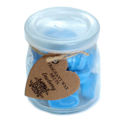 16 x Dewberry Soy Wax Melt Hearts in Glass Jar - Crystal Nest