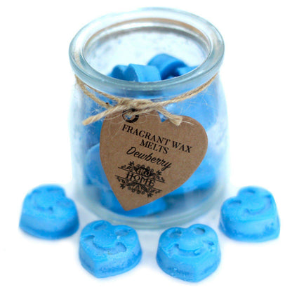 16 x Dewberry Soy Wax Melt Hearts in Glass Jar - Crystal Nest