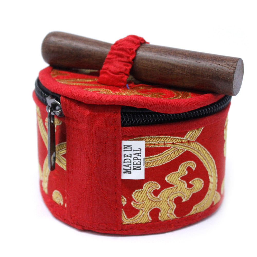 Mini Red Tibetan Singing Bowl Gift Set | A3 Note - Crystal Nest