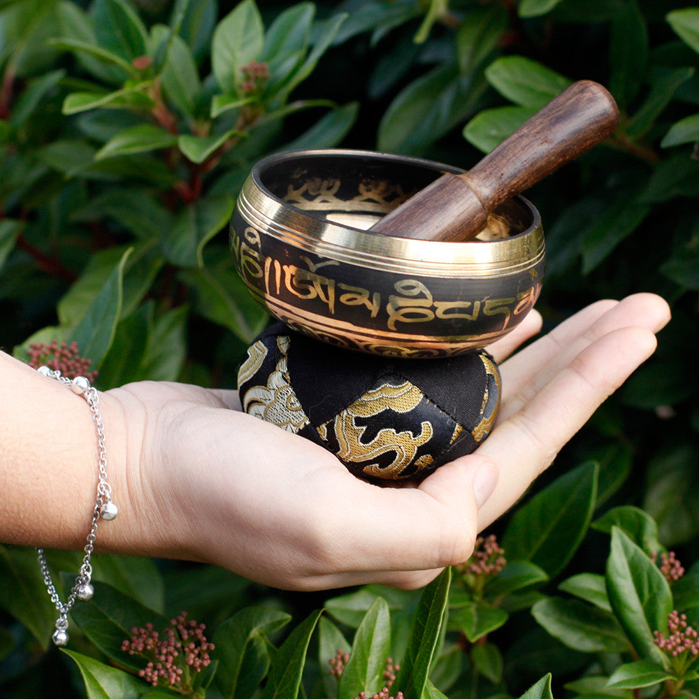 Mini Black Tibetan Singing Bowl Gift Set | F#4 Note - Crystal Nest