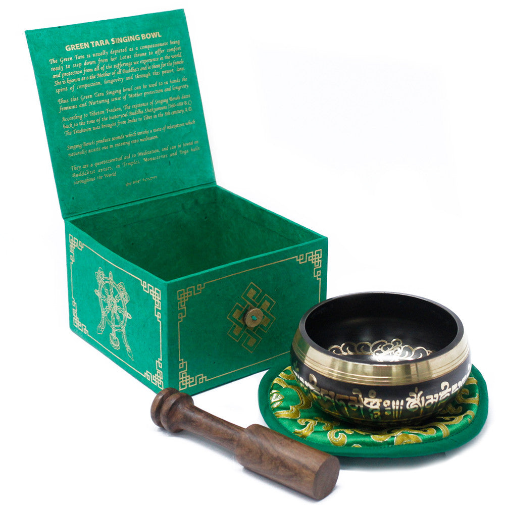 Green Tara Brass Singing Bowl Set 10cm | Meditation & Healing Sound - Crystal Nest