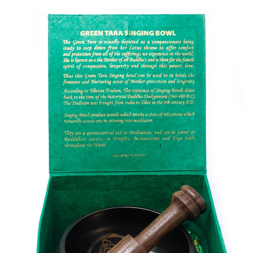 Green Tara Brass Singing Bowl Set 10cm | Meditation & Healing Sound - Crystal Nest
