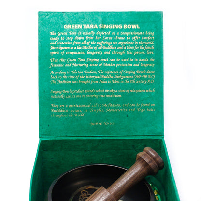 Green Tara Brass Singing Bowl Set 10cm | Meditation & Healing Sound - Crystal Nest