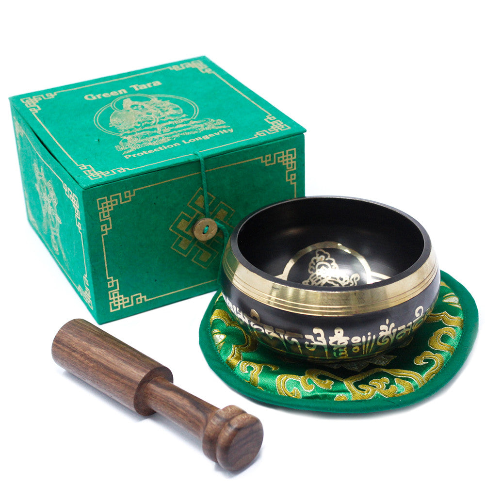 Green Tara Brass Singing Bowl Set 10cm | Meditation & Healing Sound - Crystal Nest