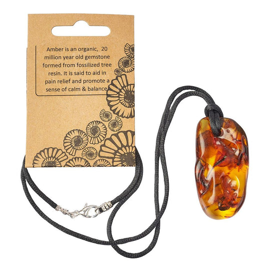 Baltic Amber Necklace | Black Cord - Crystal Nest