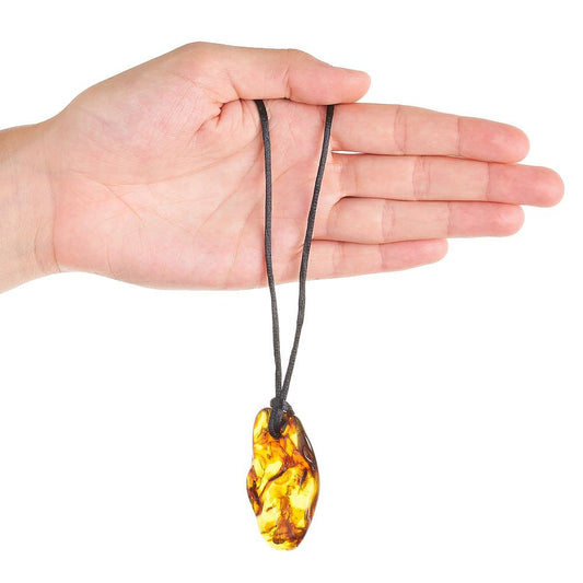 Baltic Amber Necklace | Black Cord - Crystal Nest