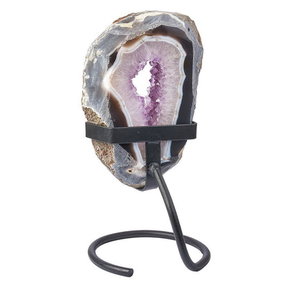 Amethyst Slice on Black Metal Stand - Crystal Nest