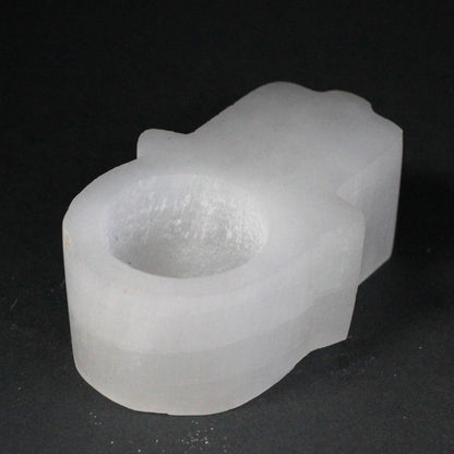 Selenite Hamsa Tealight Candle Holder - Crystal Nest