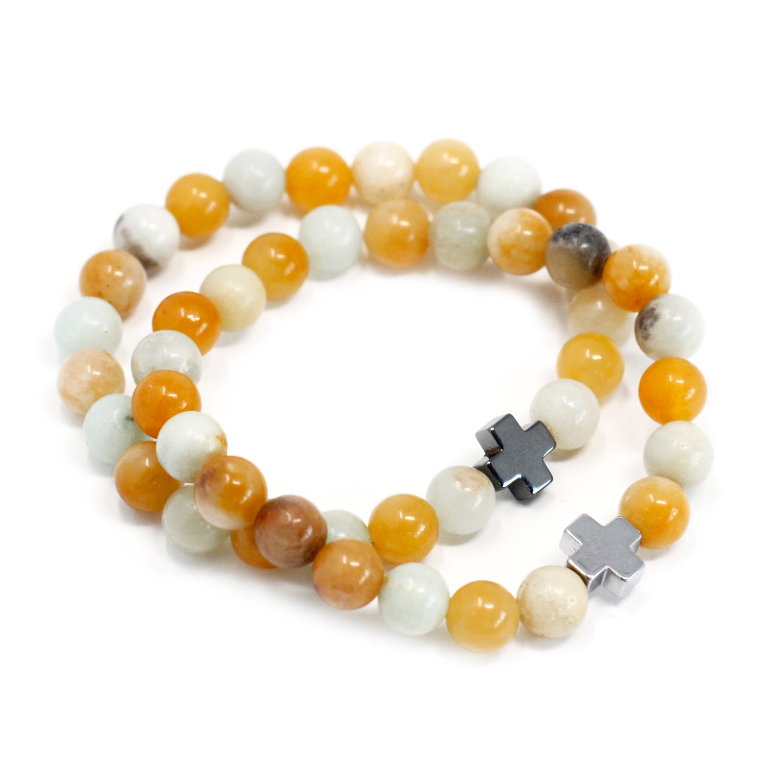 Loyalty Crystal Friendship Bracelets | Amazonite & Yellow Jasper | Set of 2 - Crystal Nest