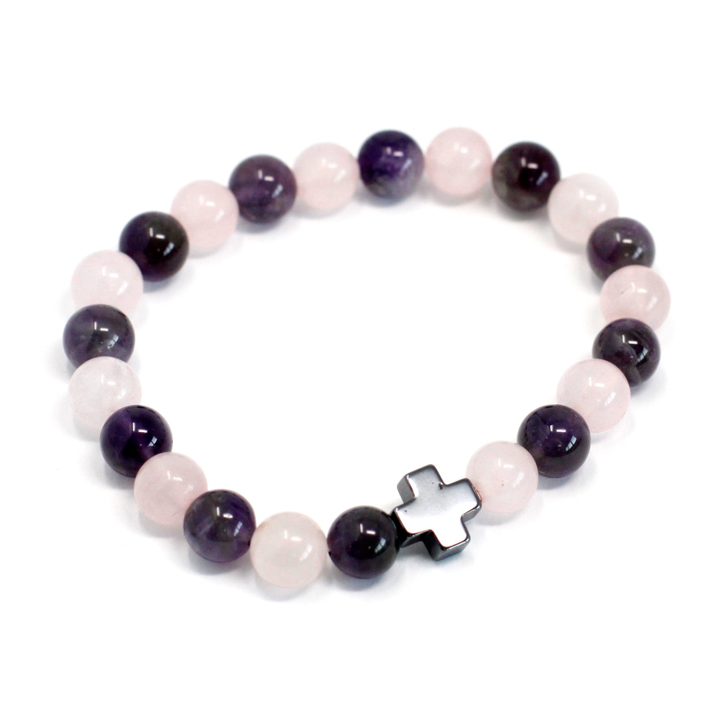 Love Crystal Friendship Bracelets | Amethyst & Rose Quartz | Set of 2 - Crystal Nest