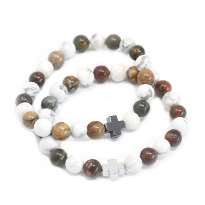 Peace Crystal Friendship Bracelets | Picasso Jasper & White Howlite | Set of 2 - Crystal Nest
