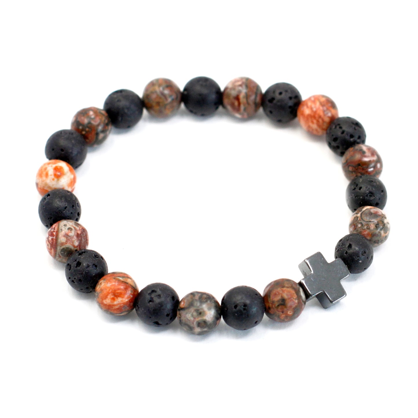Eternity Crystal Friendship Bracelets | Leopard Skin Jasper & Lava Stone | Set of 2 - Crystal Nest
