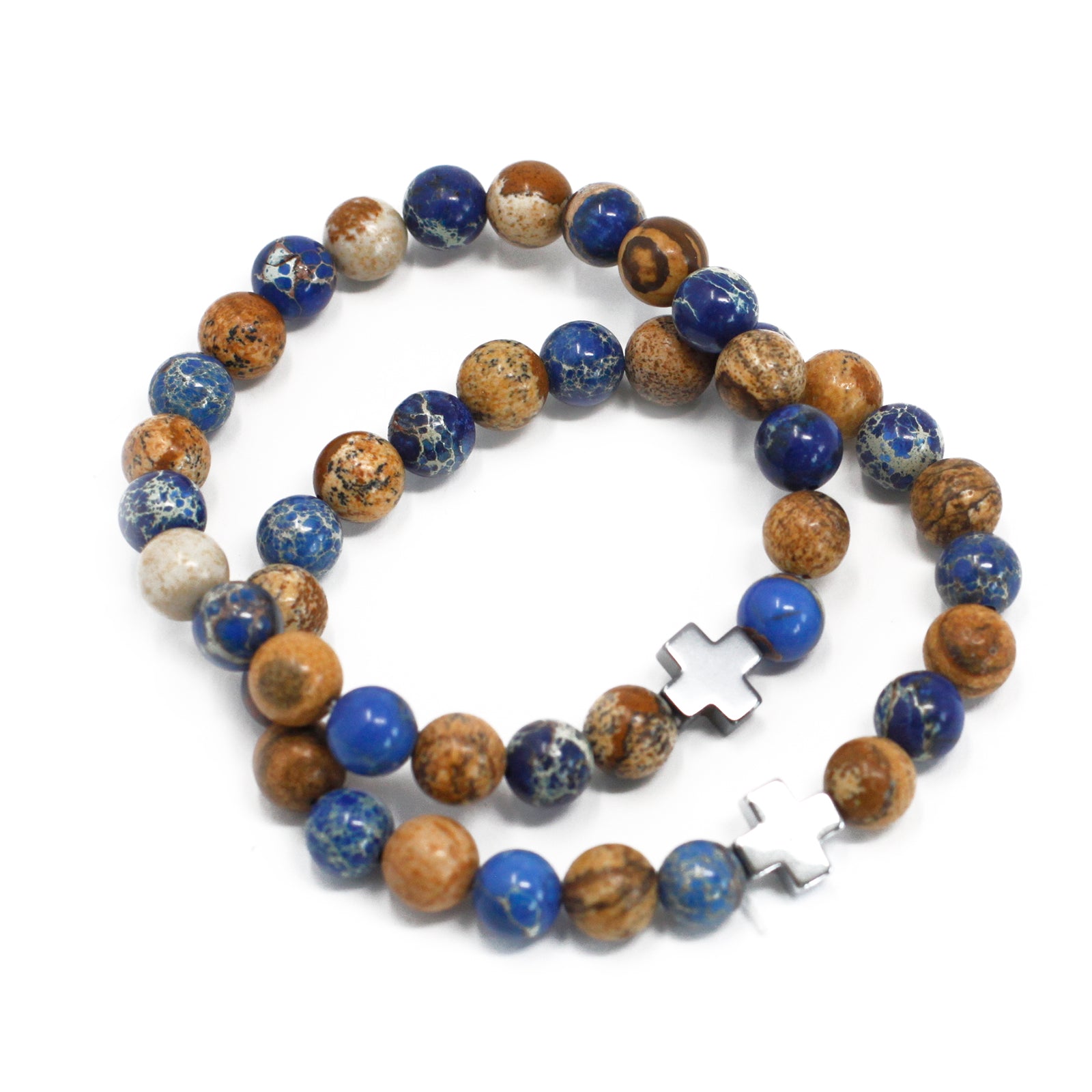 Support Crystal Friendship Bracelets | Sodalite & Picture Jasper | Set of 2 - Crystal Nest