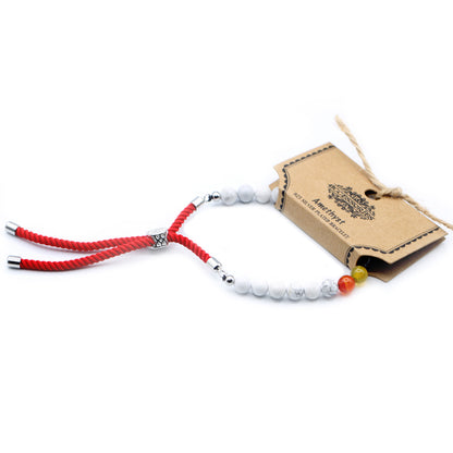 White Howlite & Chakra Gemstone String Bracelet | Royal Red Cord & 925 Silver Plated - Crystal Nest