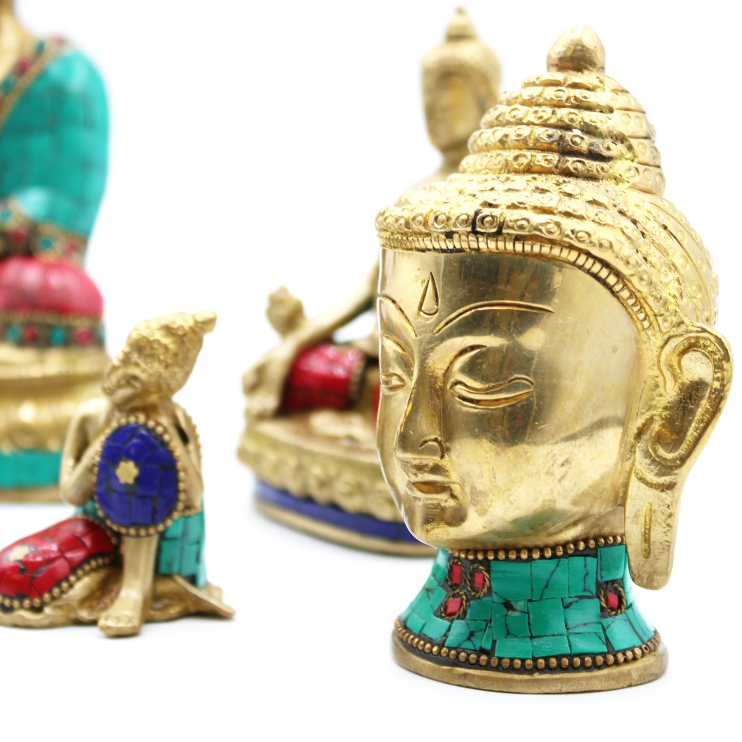 Brass Buddha Head Figure - Medium