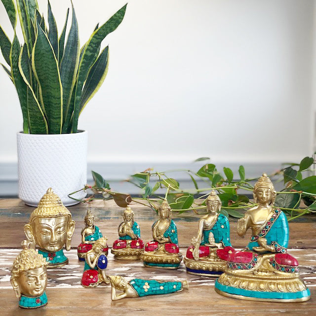 Brass Buddha Head Figure - Medium