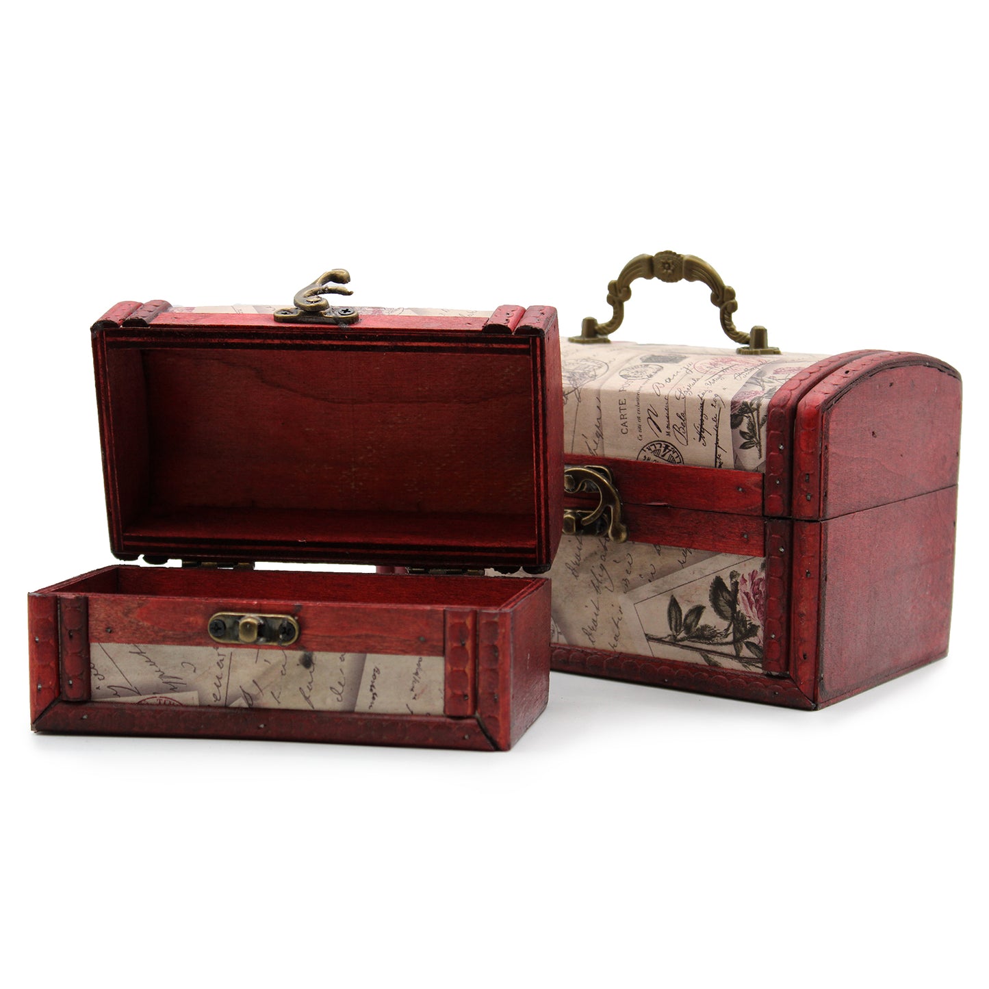 Vintage Rose Letter Treasure Chest Storage Boxes | Set of 2