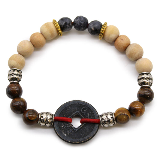 Tri Hita Karana Reincarnation Bangle | Sandalwood, Sodalite & Tiger Eye in Gift Box - Crystal Nest