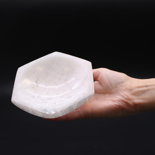 Selenite Hex Bowl – Crystal Cleansing & Charging | Large