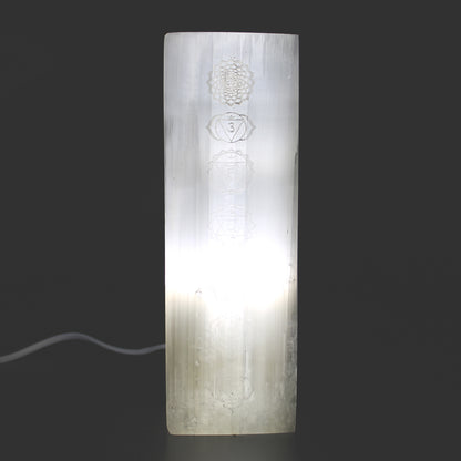 Chakra Selenite Lamp | Energy Balance & Positive Vibes Light | 25cm - Crystal Nest