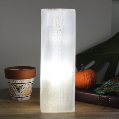 Chakra Selenite Lamp | Energy Balance & Positive Vibes Light | 25cm - Crystal Nest