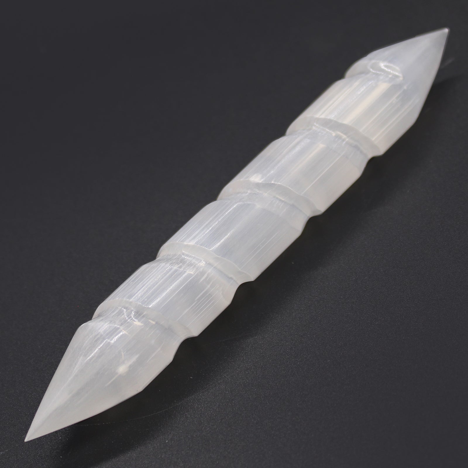 Selenite Double Terminated Spiral Crystal Wand | Cleansing & Energy Work - Crystal Nest