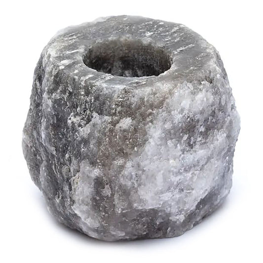Grey Himalayan Salt Candle Holder | Natural Air Purifier & Mood Lighting