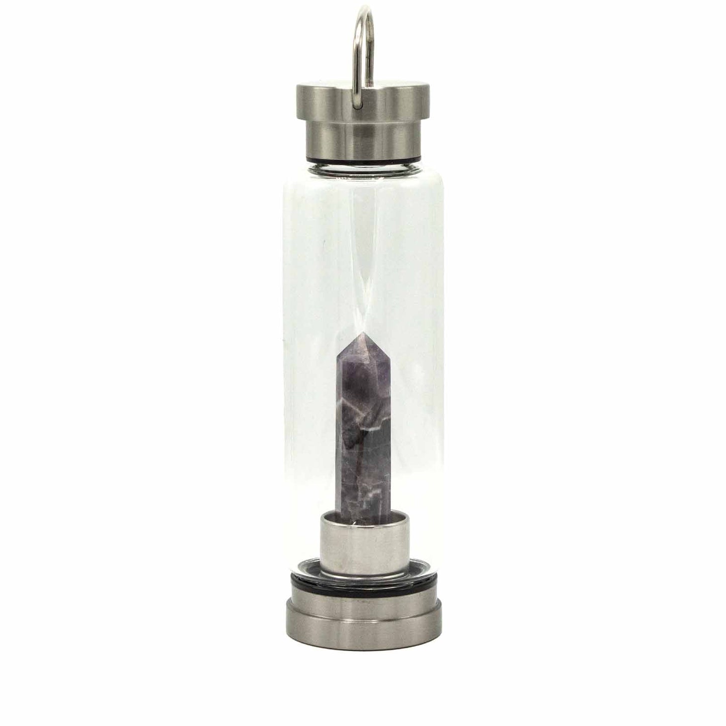 Amethyst Crystal-Infused Glass Water Bottle - Crystal Nest