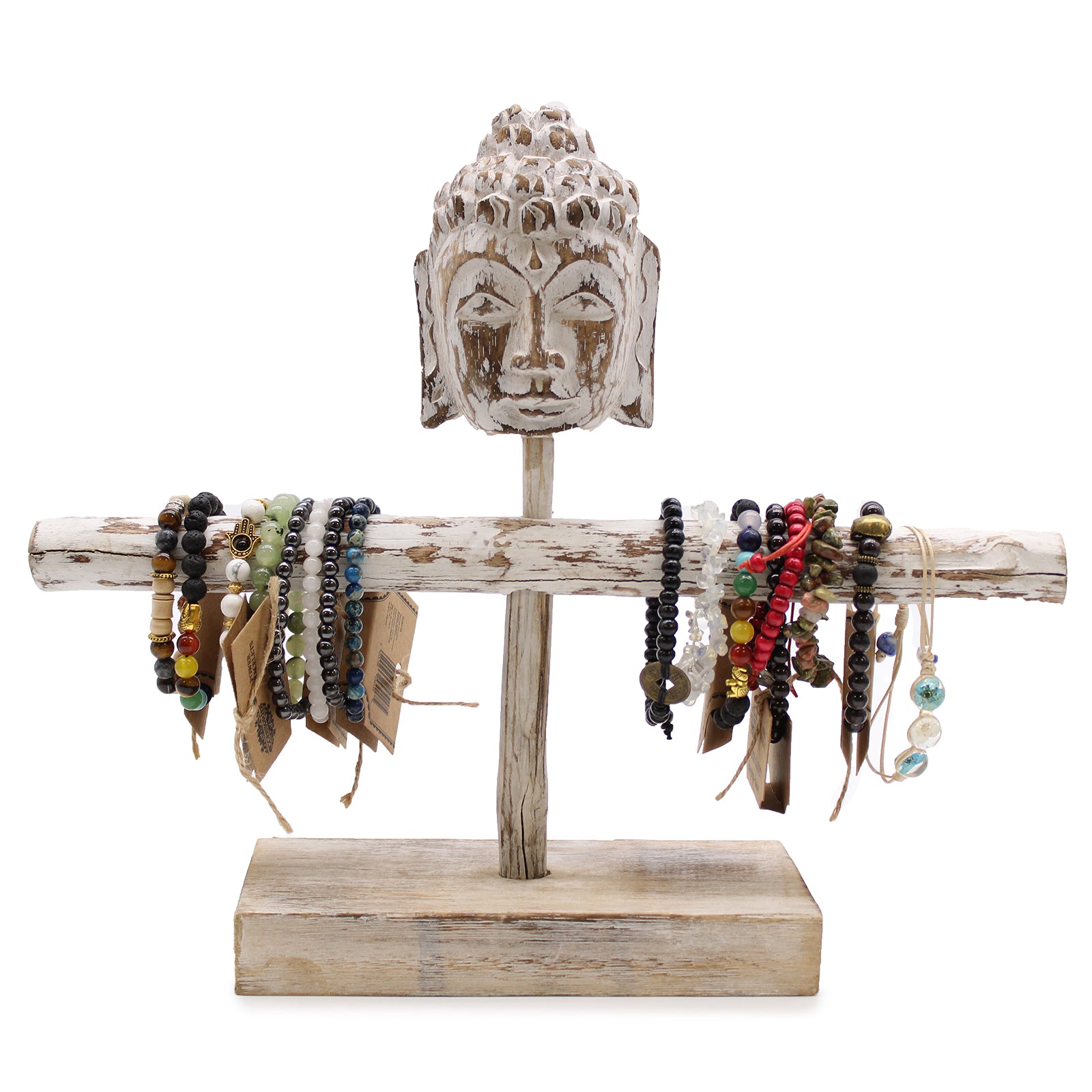 Whitewash Buddha Branch Jewellery Stand - Crystal Nest