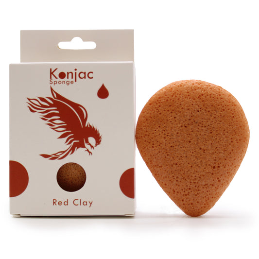 Teardrop Konjac Sponge – Red Clay | Rejuvenating Cleanse for Glowing Skin - Crystal Nest