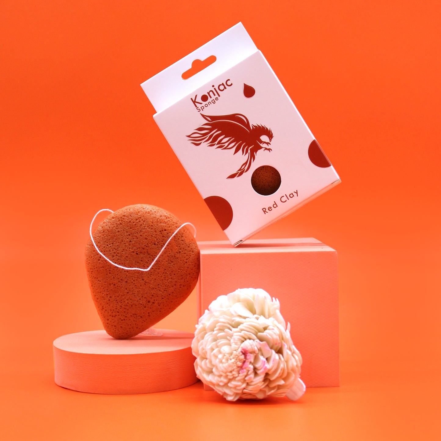 Teardrop Konjac Sponge – Red Clay | Rejuvenating Cleanse for Glowing Skin - Crystal Nest