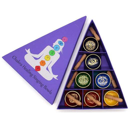 Chakra Pyramid Singing Bowl Gift Set - Crystal Nest
