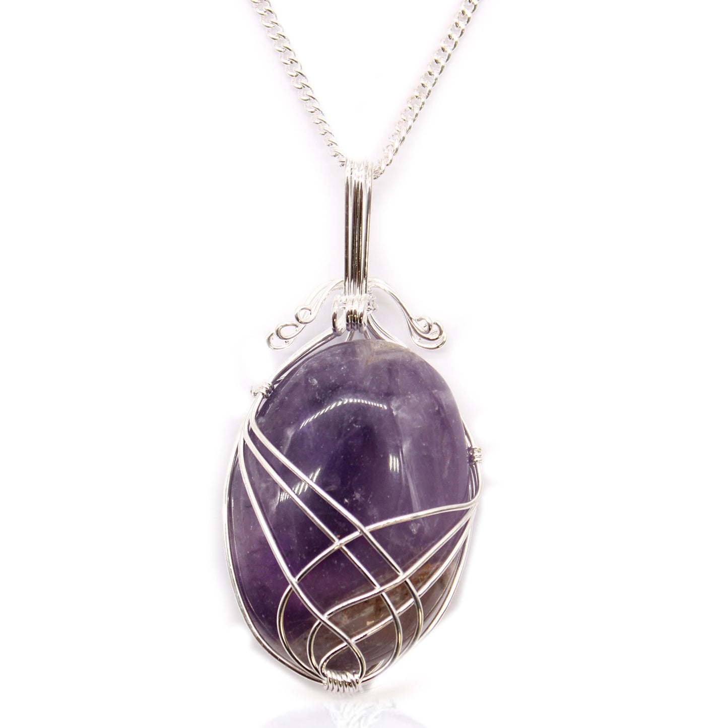 Amethyst Oval Crystal Pendant Necklace - Crystal Nest