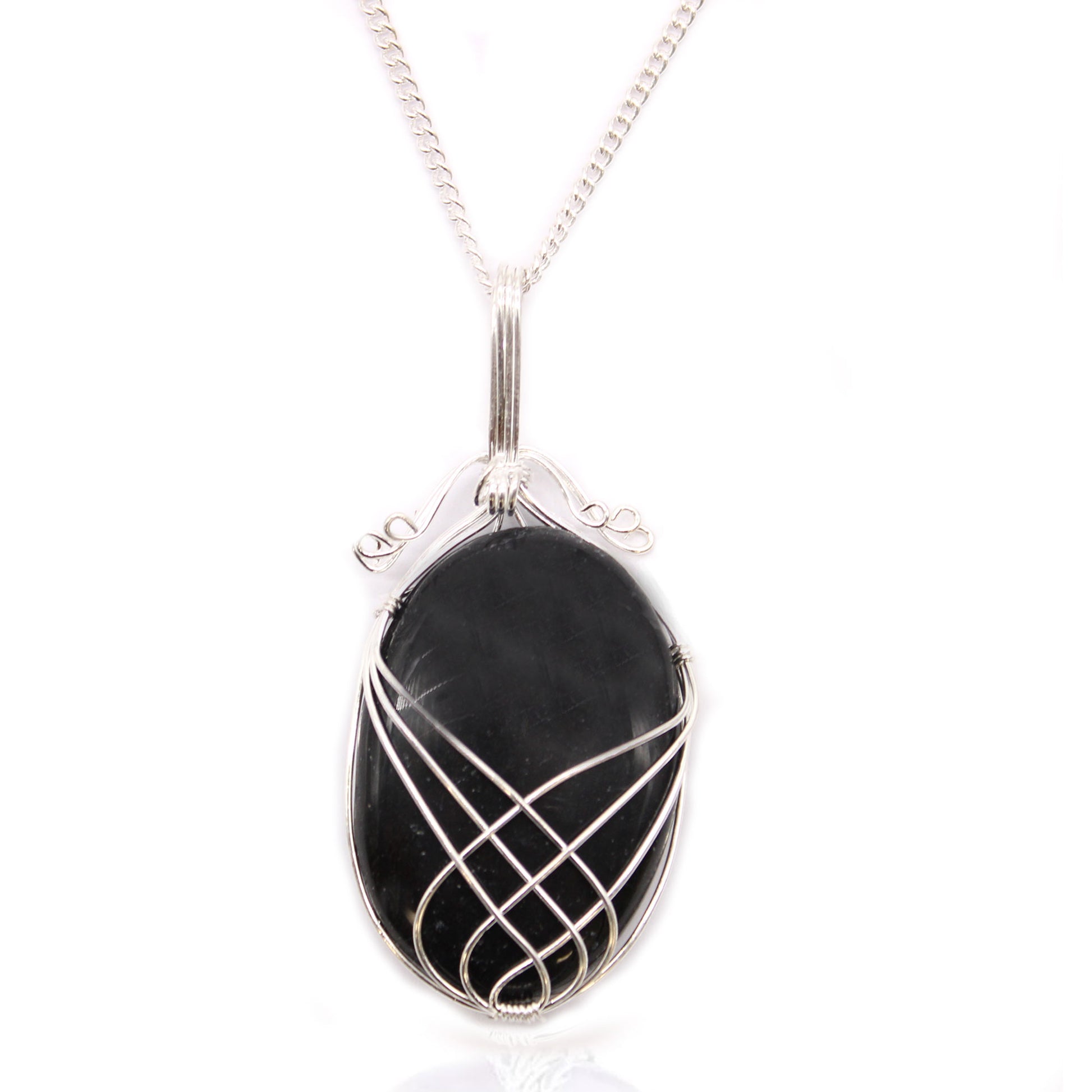 Black Onyx Oval Crystal Pendant Necklace - Crystal Nest