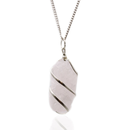 Rose Quartz Raw Crystal Pendant Necklace - Crystal Nest