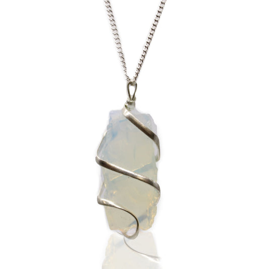 Opalite Raw Crystal Pendant Necklace - Crystal Nest