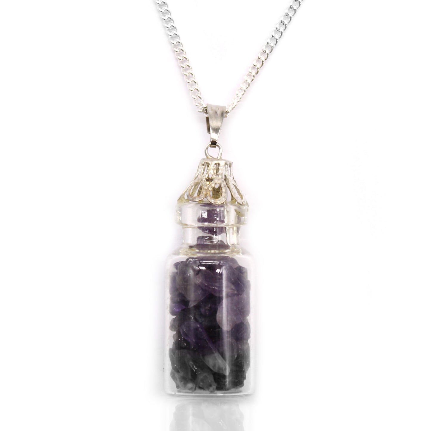 Amethyst Bottled Gemstones Pendant Necklace