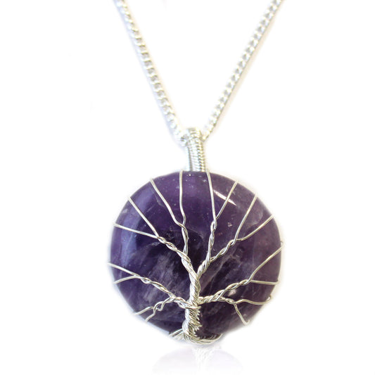 Amethyst Tree of Life Gemstone Necklace - Crystal Nest