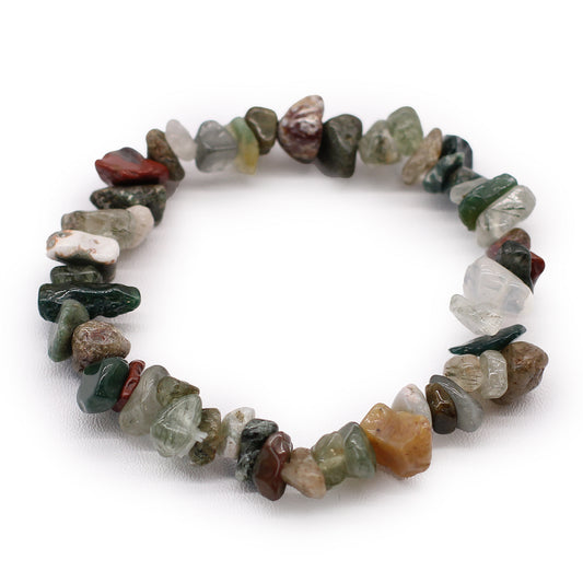 Moss Agate Crystal Chip Bracelet - Crystal Nest