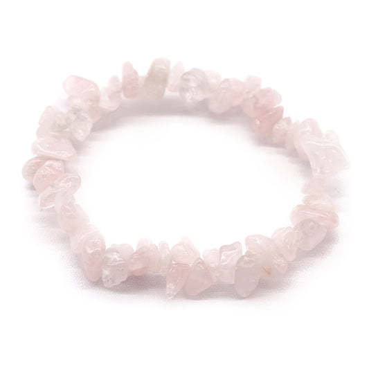 Rose Quartz Crystal Chip Bracelet - Crystal Nest