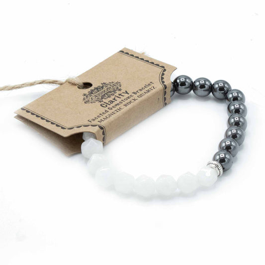 Magnetic Rock Quartz Faceted Gemstone Bracelet - Crystal Nest