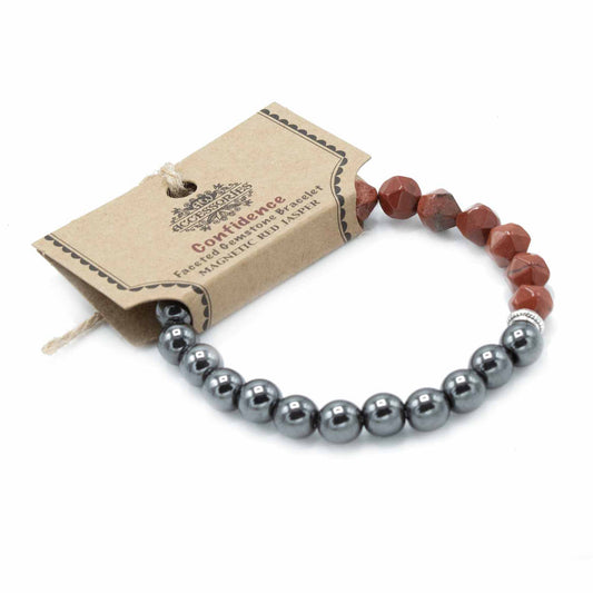 Magnetic Red Jasper Faceted Gemstone Bracelet - Crystal Nest