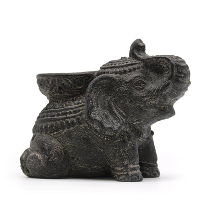 Black Elephant Incense & Tealight Holder | Symbol of Luck, Wisdom & Protection - Crystal Nest