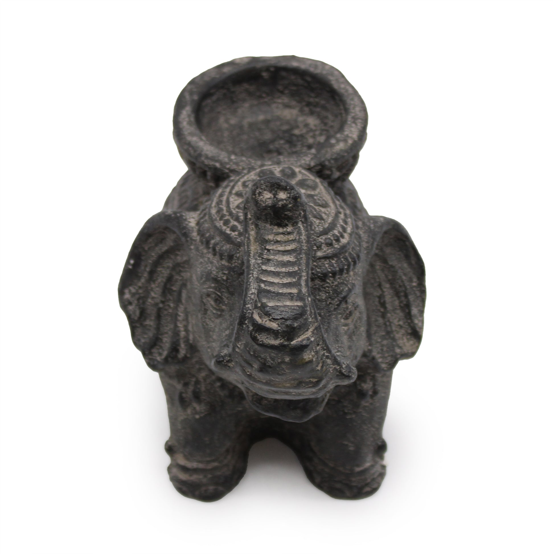 Black Elephant Incense & Tealight Holder | Symbol of Luck, Wisdom & Protection - Crystal Nest