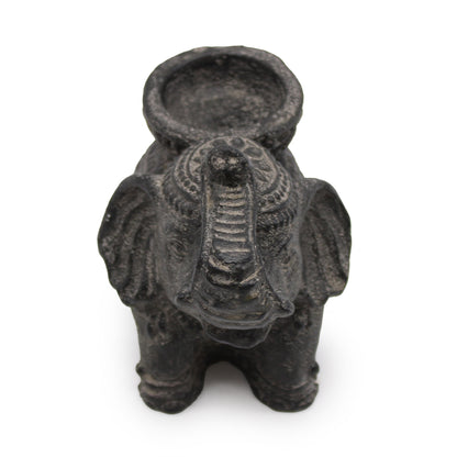 Black Elephant Incense & Tealight Holder | Symbol of Luck, Wisdom & Protection - Crystal Nest
