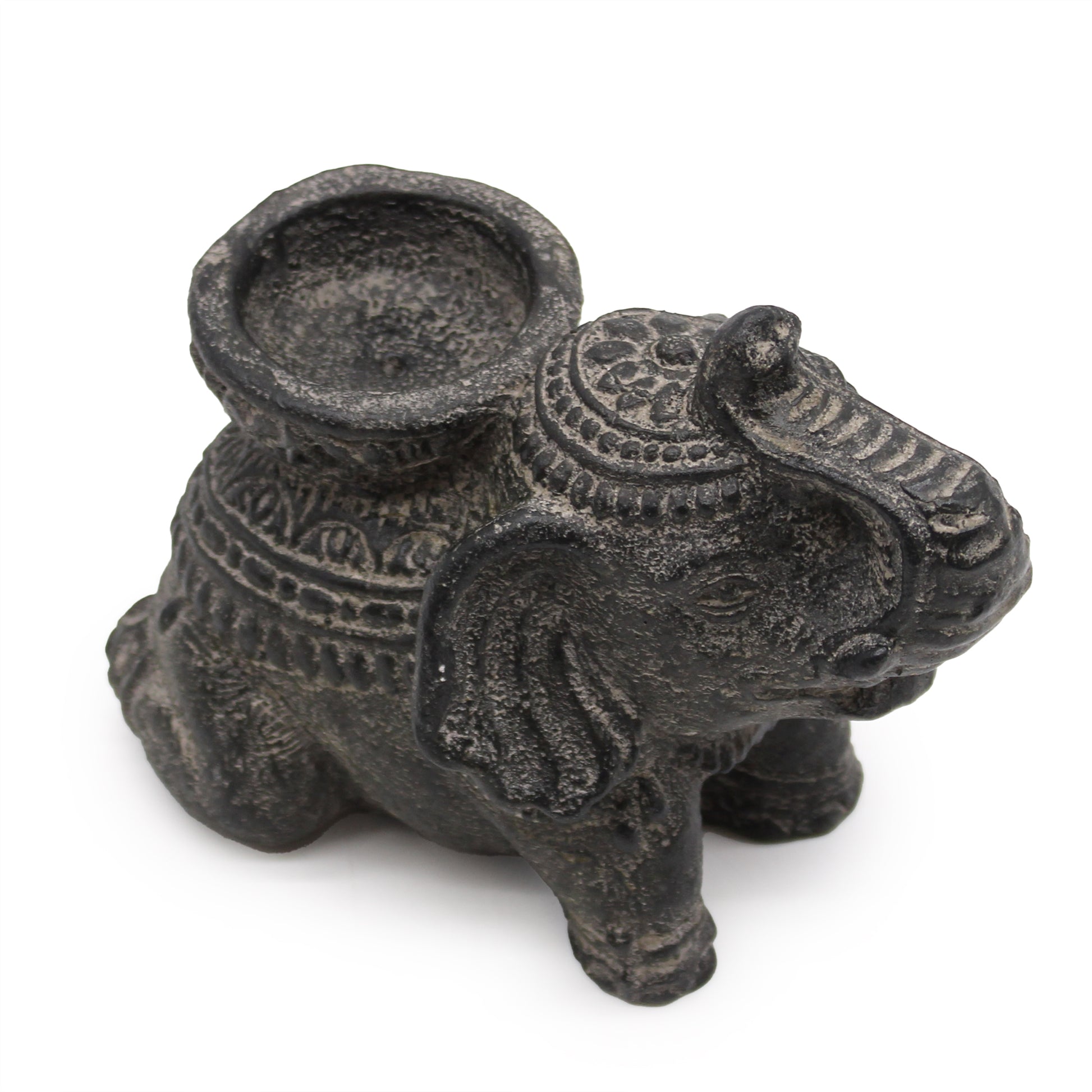 Black Elephant Incense & Tealight Holder | Symbol of Luck, Wisdom & Protection - Crystal Nest